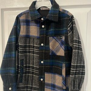 Plaid Kids Jacket - Black, Blue, Tan